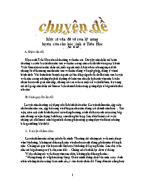 Chuyên đề Một số vấn đề về rèn kỹ năng luyện câu cho học sinh ở Tiểu học